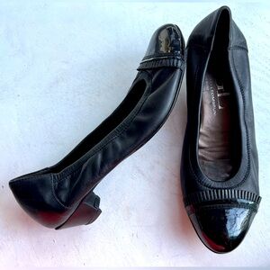 AGL cap toe kitten block heel ballerina soft leather patent toe heels size 39.5